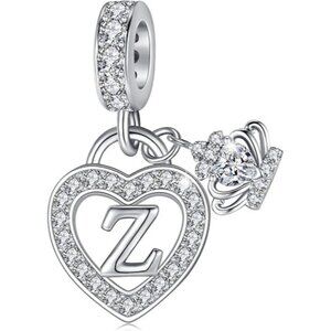 Letter Z Letter Charms Silver Heart Alphabet Initial Dangle Charms
